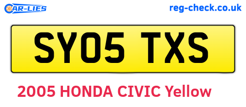 SY05TXS are the vehicle registration plates.