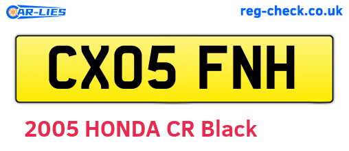 CX05FNH are the vehicle registration plates.