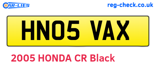 HN05VAX are the vehicle registration plates.