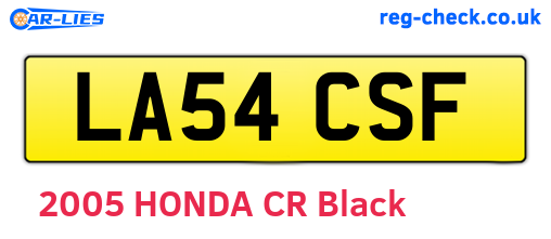 LA54CSF are the vehicle registration plates.