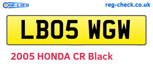 LB05WGW are the vehicle registration plates.