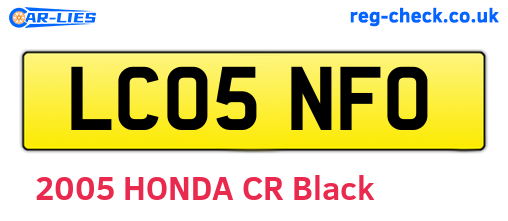 LC05NFO are the vehicle registration plates.