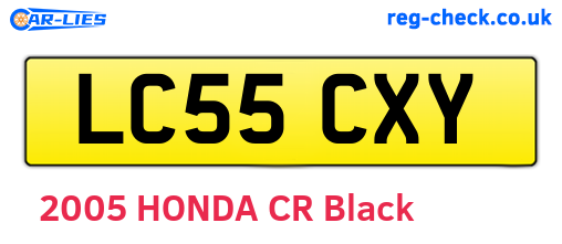 LC55CXY are the vehicle registration plates.