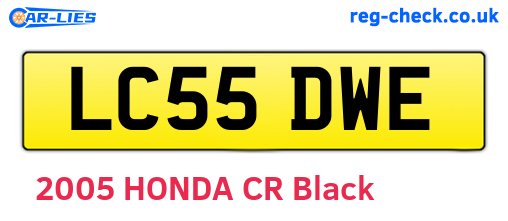 LC55DWE are the vehicle registration plates.