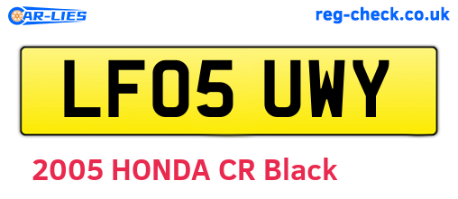 LF05UWY are the vehicle registration plates.