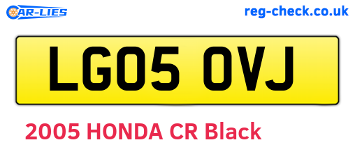 LG05OVJ are the vehicle registration plates.
