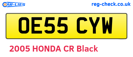 OE55CYW are the vehicle registration plates.
