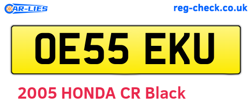 OE55EKU are the vehicle registration plates.