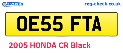 OE55FTA are the vehicle registration plates.