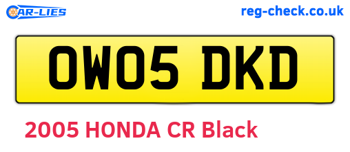OW05DKD are the vehicle registration plates.