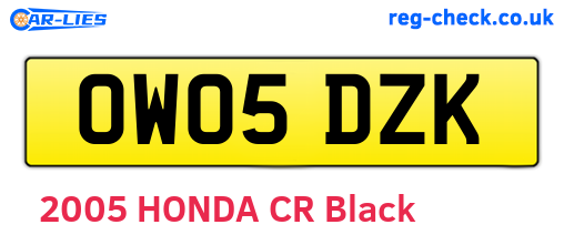 OW05DZK are the vehicle registration plates.