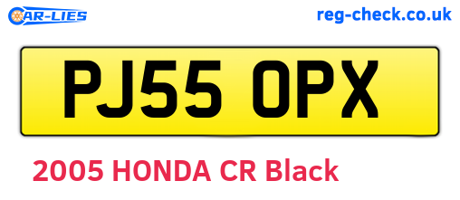PJ55OPX are the vehicle registration plates.