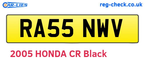 RA55NWV are the vehicle registration plates.