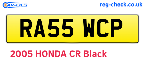 RA55WCP are the vehicle registration plates.
