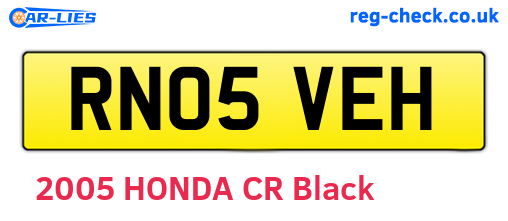 RN05VEH are the vehicle registration plates.