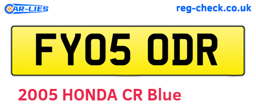 FY05ODR are the vehicle registration plates.