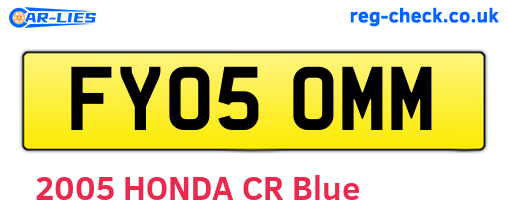 FY05OMM are the vehicle registration plates.