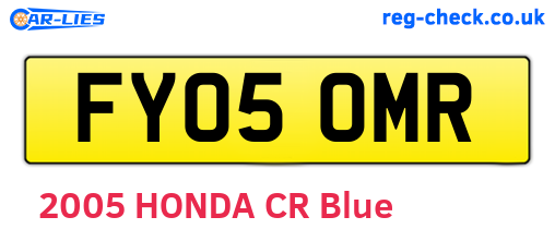 FY05OMR are the vehicle registration plates.