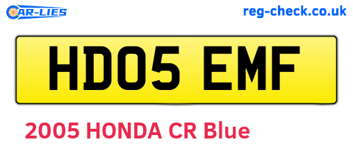 HD05EMF are the vehicle registration plates.