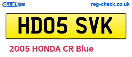 HD05SVK are the vehicle registration plates.