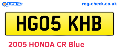 HG05KHB are the vehicle registration plates.