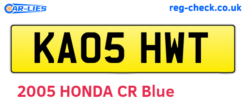 KA05HWT are the vehicle registration plates.