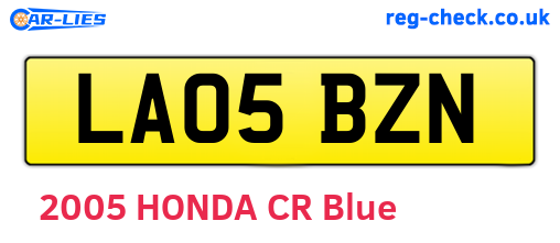 LA05BZN are the vehicle registration plates.