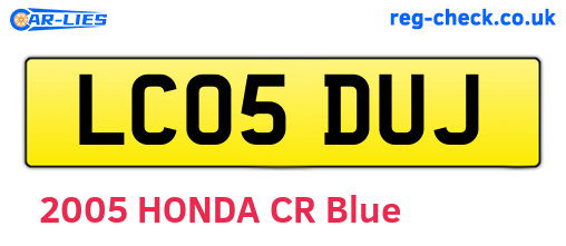 LC05DUJ are the vehicle registration plates.
