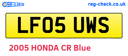 LF05UWS are the vehicle registration plates.