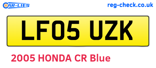LF05UZK are the vehicle registration plates.