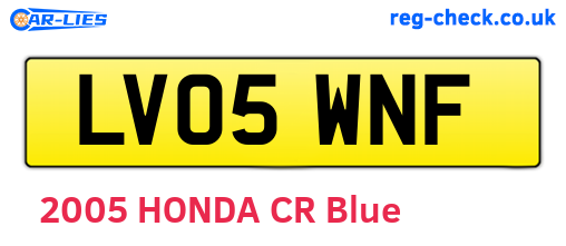 LV05WNF are the vehicle registration plates.