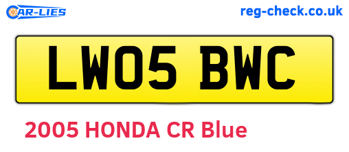 LW05BWC are the vehicle registration plates.