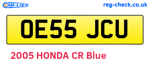 OE55JCU are the vehicle registration plates.