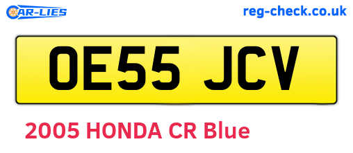 OE55JCV are the vehicle registration plates.
