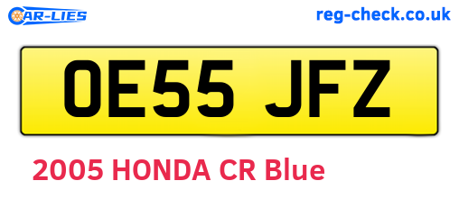 OE55JFZ are the vehicle registration plates.
