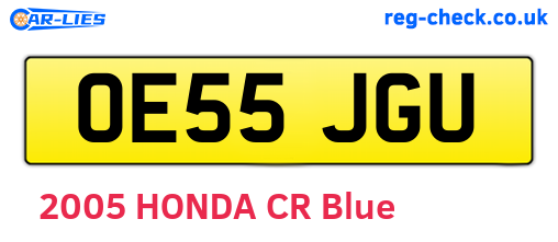 OE55JGU are the vehicle registration plates.