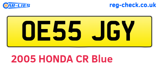 OE55JGY are the vehicle registration plates.
