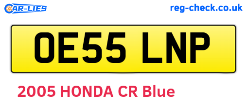 OE55LNP are the vehicle registration plates.