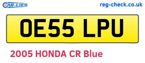 OE55LPU are the vehicle registration plates.