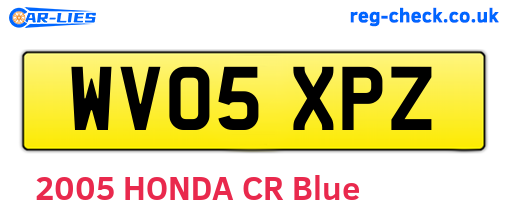 WV05XPZ are the vehicle registration plates.