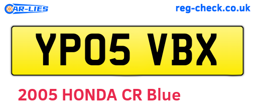 YP05VBX are the vehicle registration plates.