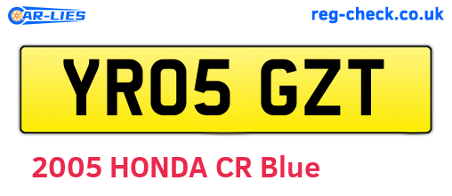 YR05GZT are the vehicle registration plates.
