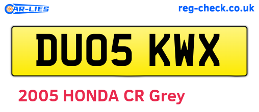 DU05KWX are the vehicle registration plates.