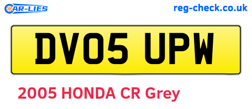DV05UPW are the vehicle registration plates.