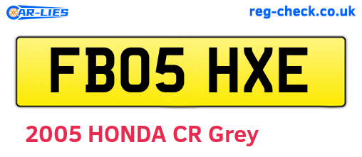 FB05HXE are the vehicle registration plates.