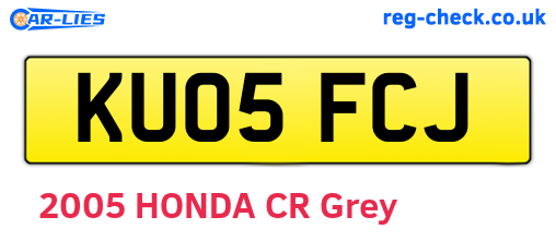 KU05FCJ are the vehicle registration plates.