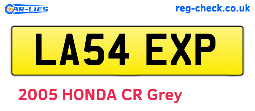 LA54EXP are the vehicle registration plates.