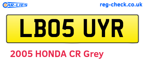 LB05UYR are the vehicle registration plates.