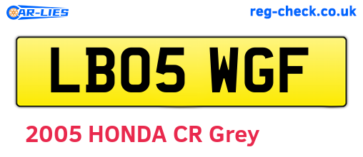 LB05WGF are the vehicle registration plates.