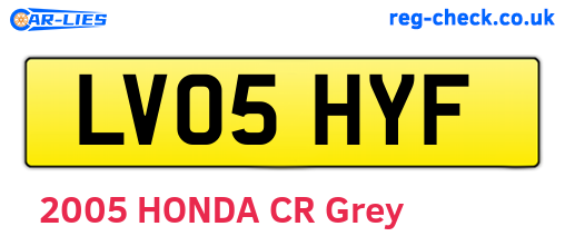 LV05HYF are the vehicle registration plates.